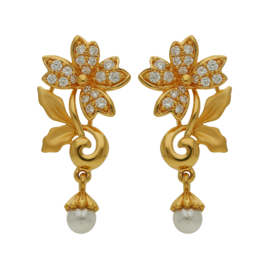 Enticing Floral Leaf Gold Earrings